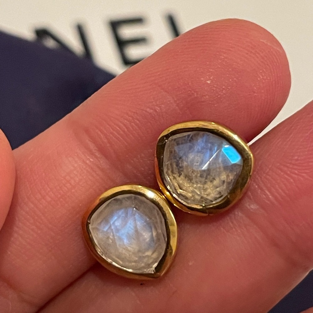 MONICA VINADER Gold and Iridescent Rainbow moonstone gold vermeil 925 Earrings